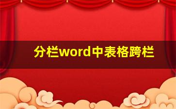 分栏word中表格跨栏