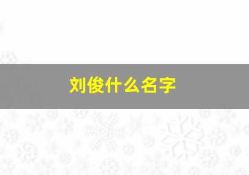 刘俊什么名字