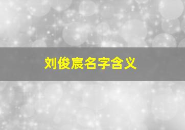 刘俊宸名字含义