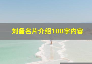 刘备名片介绍100字内容