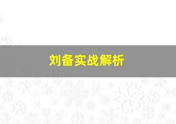 刘备实战解析