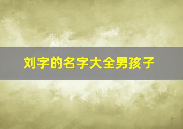 刘字的名字大全男孩子