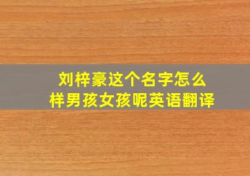 刘梓豪这个名字怎么样男孩女孩呢英语翻译