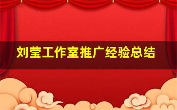 刘莹工作室推广经验总结