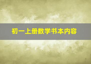 初一上册数学书本内容