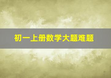 初一上册数学大题难题