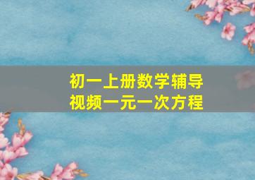 初一上册数学辅导视频一元一次方程