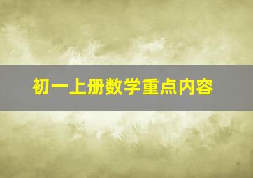 初一上册数学重点内容