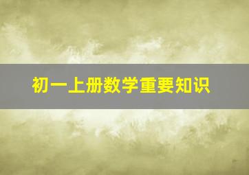 初一上册数学重要知识