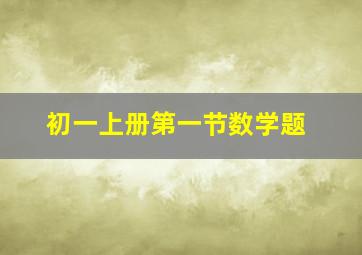 初一上册第一节数学题