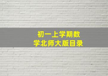 初一上学期数学北师大版目录