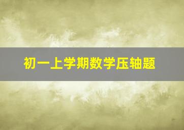 初一上学期数学压轴题