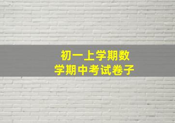 初一上学期数学期中考试卷子