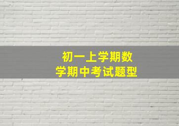 初一上学期数学期中考试题型