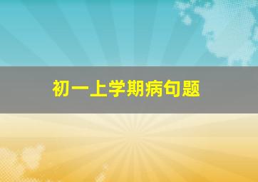 初一上学期病句题