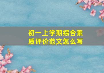 初一上学期综合素质评价范文怎么写