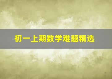 初一上期数学难题精选