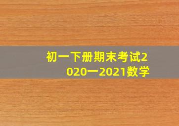 初一下册期末考试2020一2021数学