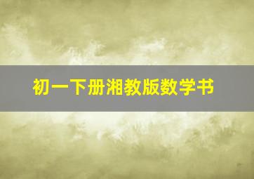 初一下册湘教版数学书