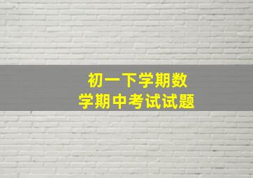 初一下学期数学期中考试试题