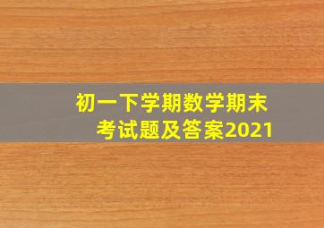 初一下学期数学期末考试题及答案2021