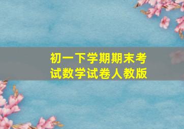 初一下学期期末考试数学试卷人教版