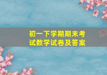 初一下学期期末考试数学试卷及答案