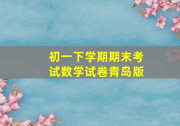 初一下学期期末考试数学试卷青岛版