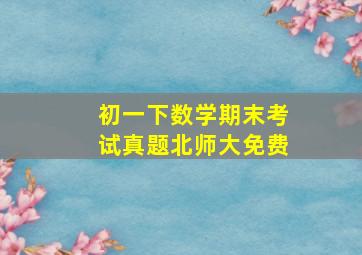 初一下数学期末考试真题北师大免费