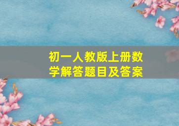 初一人教版上册数学解答题目及答案