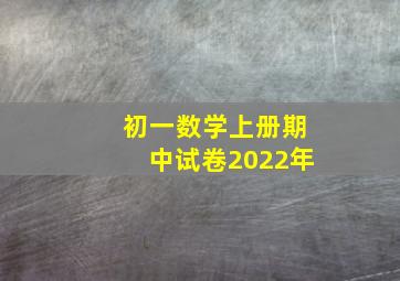 初一数学上册期中试卷2022年