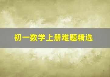 初一数学上册难题精选