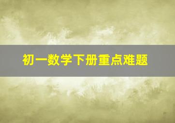 初一数学下册重点难题