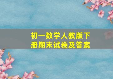 初一数学人教版下册期末试卷及答案