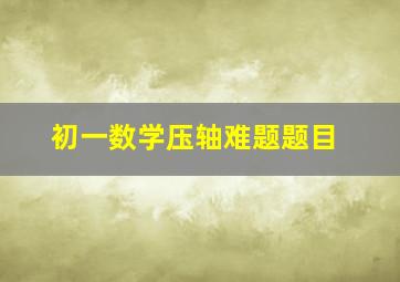 初一数学压轴难题题目