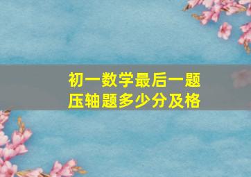 初一数学最后一题压轴题多少分及格