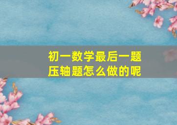 初一数学最后一题压轴题怎么做的呢