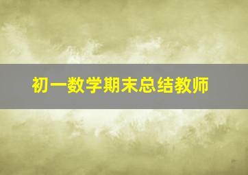 初一数学期末总结教师