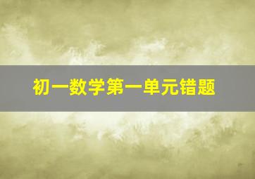 初一数学第一单元错题