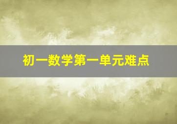 初一数学第一单元难点