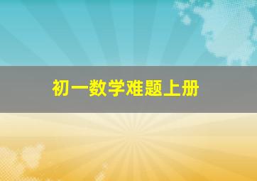 初一数学难题上册