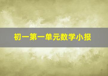 初一第一单元数学小报