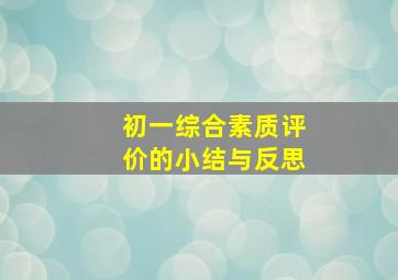 初一综合素质评价的小结与反思