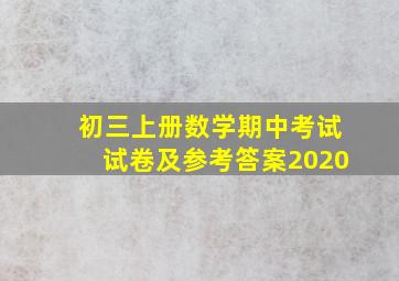 初三上册数学期中考试试卷及参考答案2020