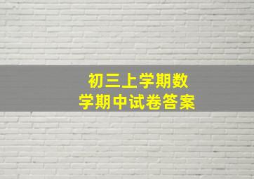 初三上学期数学期中试卷答案