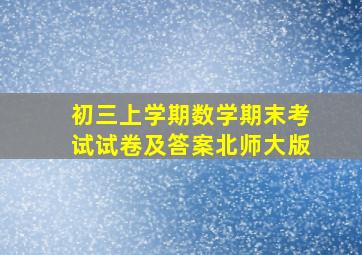 初三上学期数学期末考试试卷及答案北师大版