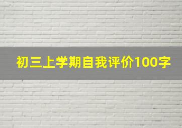 初三上学期自我评价100字