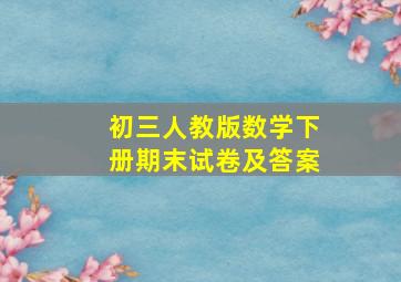 初三人教版数学下册期末试卷及答案