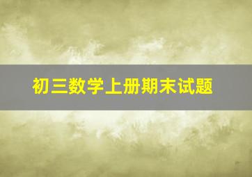 初三数学上册期末试题