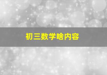 初三数学啥内容